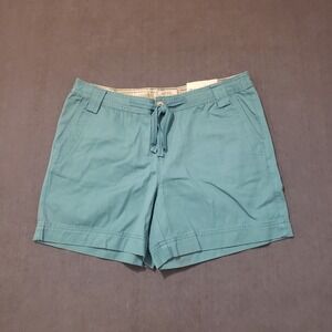 Natural Reflections Shorts Womens 10 Teal Cotton Drawstring Casual Twill Pocket